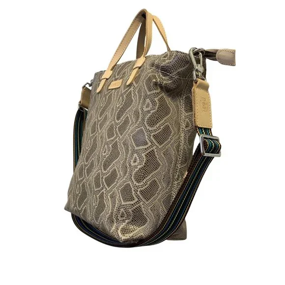 Consuela Snakeskin Print Tote Bag With Detachable Multicolor Strap & Braided Acc - Picture 2 of 7